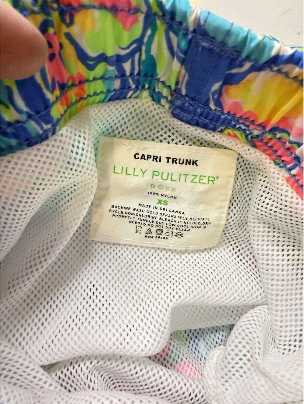 Lilly Pulitzer Boys Junior Capri Swim Trunks Bennet Blue Surf Gypsea Sz XS